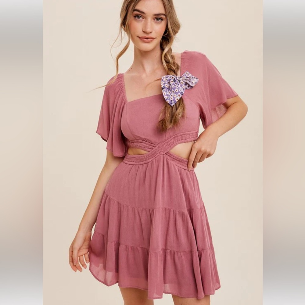 NEW Mauve Mini Cut Out Dress